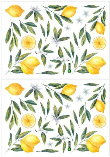 BESPORTBLE 2 Blätter Dekorative Tapete Mit Früchten Frühlings-fensterklammern Zitronen-wandtattoo Zitrone Wandaufkleber Obst Fenster Haftet Wandtattoo Obst -tapete Frisch Pvc Wandgemälde