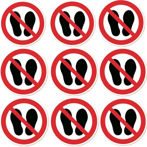 Luimode 10st Betreten der Fläche verboten Aufkleber Ø 10cm nicht drauftreten Sticker Schild Verbotszeichnen mit UV Schutz für Außenbereich Innenbereich