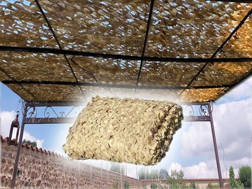 UUDQCD Filet Camouflage, Filet De Camouflage Militaire Sable,Voile D'ombrage De Pergola De Camping De Chasse, 3x3m/9.8x9.8ft