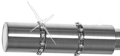 BASIT Endkappe für Gardinenstangen Ø 16mm I Endstück in Edelstahl Optik I 1 Stück Kappe I Zylinder mit Kristall E26