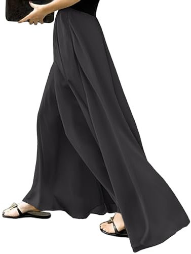 MGizo DtiSpectrum Pantaloni Larghi in Raso da Donna - Pantaloni Palazzo Fluidi con Orlo Extra Largo, Pantaloni Lunghi e Larghi in Chiffon a Vita Alta per Donna, Sembrano Una Gonna Lunga Setosa