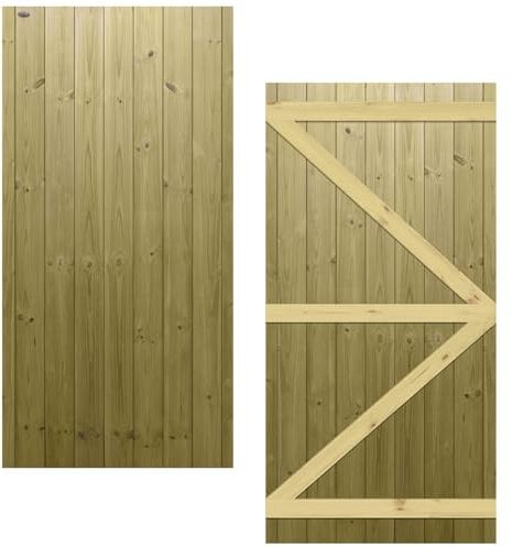 H.6ft (180cm) x W.3ft (90cm) Pressure-Treated (Tanalised) Pedestrian Garden Gate Flat Interlock Tongue & Groove Boards on a Semi-Braced Timber Frame Latch & Hinge Pack Not Required