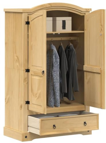 Willood Kleiderschrank Corona 101x52x170 cm Massivholz Kiefer Braun kleiderständer für das Schlafzimmer