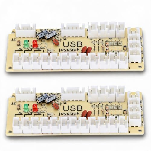 GOWENIC Encodeur USB pour Contrôleur de Jeu D', Bouton de Joystick USB sans Délai, PC MAME Retro avec Prise en Charge des Systèmes, Projets Retropie (QM070913 (Double))