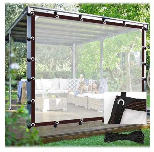 CYTZS Tenda Trasparente per Esterni Antivento Pannello di Telone Pergola con Occhielli Telone Impermeabile in PVC, per Portico Gazebo, Personalizzabile(2.5x3m)