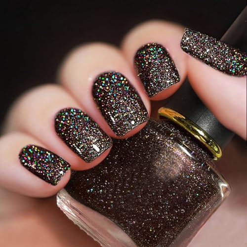 Holographic Nail Polish, Glitter Nail Polish, Glitter Nail Varnish, Quick Dry Nail Polish, Long Lasting, Chip Resistant, Non-Toxic, No Need UV Lamp Curing for At Home & Salon Manicure (4#)