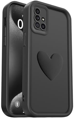 PanXCase Hülle für Samsung Galaxy A51 - Handyhülle 3D Herz Motiv Design Süß Silikonhülle, Kameraschutz Mädchen Stoßfest Kratzfeste Schutzhülle (Black)
