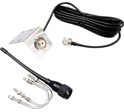 JUCHRZEY Antena Marina VHF de 156-163 MHz con Cable RG-58 de 5 m/16,4 pies, Soporte en Forma de L, para Barco, pontón, velero, yate, radios Marina