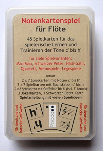 Generisch Notenkartenspiel für Flöte (Töne c' bis h') - Mau-Mau, Schwarzer Peter, Halli-Galli, Quartett mit Noten Spielen
