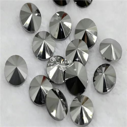 Strasssteine aus Glaskristall mit Pointback, klar, AB, für die Schmuckherstellung, Applikationen für Kleidungsstücke, 6 mm, 8 mm, 10 mm, 20 mm, Jet-Hämatit, 18 mm, 115 Stk