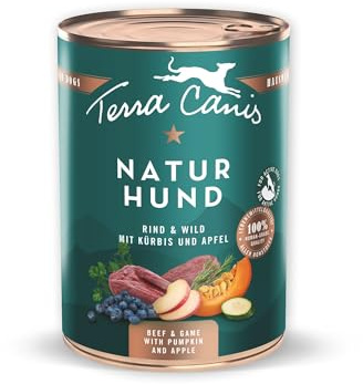 Terra Canis Rind & Wild mit Kürbis, Naturhund Nassfutter für Hunde, 400g | 100% Lebensmittelqualität aller Rohstoffe, mit natürlichen Superfoods, ideal für aktive Hunde, getreide- und glutenfrei
