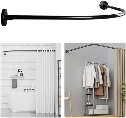 Tringle Rideau Douche Extensible Sans Percage Barre De Douche Angle, Tringle à Rideau De Douche RéGlable En Forme De L, Pour Salle De Bain, Baignoire, Magasin De Vêtements(Size:D 75-95*120-165CM)