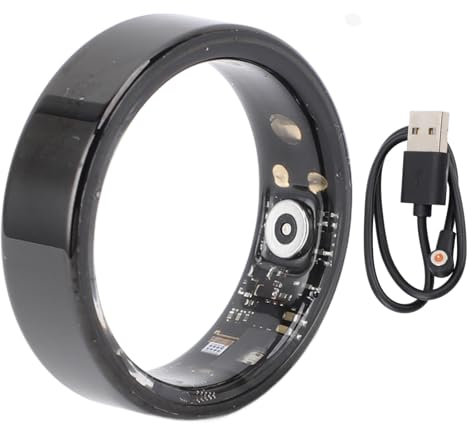 Vikye Smart Ring Health Tracker, Schlaf-Tracking, Tragbare Gesundheitsringe, Health Fitness Tracker-Ringe, mit Mehreren Modi, Schwarz (Größe 10 (Innendurchmesser 20 mm / 0,79 Zoll))