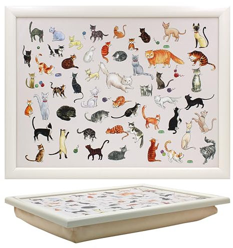 The Leonardo Collection Finola Stack Kitty Cats Laptray | Bean Bag Tray for Meals | Stylish Food Tray for Dinner or Breakfast | Perfect for Home Comfort