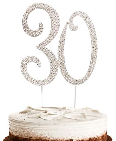 Hugwish Tortendeko 30 Geburtstag Mädchen, 30th Birthday Cake Topper Decorations, Nummer Cake Topper Zahlen 30 Strass Kuchendekoration, Kuchenstecker 30 Für Mädchen Birthday Oder Hochzeitstage (30)