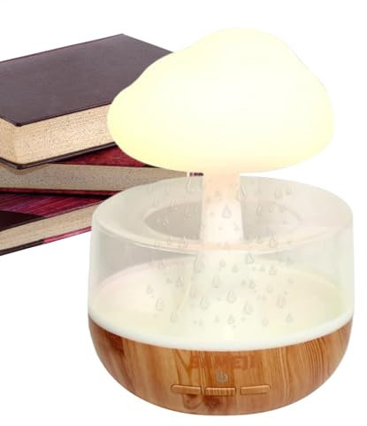 Teksome Wolkenbefeuchter, Regenwasser Tropfbefeuchter - 400 ml Pilz Luftbefeuchter 7 Farben LED Night Light,Schreibtischbrunnen Diffusor für Schlafzimmer schlafen entspannend