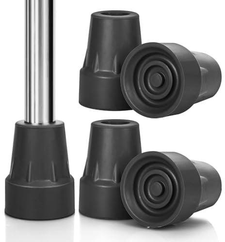 NVGFTG 4 Stück Krücken Gummi, 19 mm Gehstock Gummipuffer, Walking Stöcke Gummipuffer, Gummifuß für Krücken, rutschfeste Gummispitzen, Gummifüße Schutzkappen für Gehstock Gehstöcke (Schwarz)