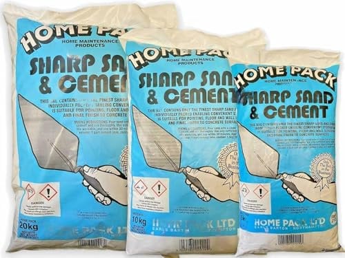 Homepack Ready to Use Sharp Sand & Cement Mix Multi-Use Dry Mortar Easy to Manage Home-Sized Bags Just Add Water Ideal for Patching Rendering Brick-Laying & Repairs (1, 20kg)