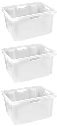 Home4You Euro-Boxen 3er Set Aufbewahrungsboxen Stapelboxen - Kunststoff - transparent - stapelbar - 26 Liter Fassungsvermögen