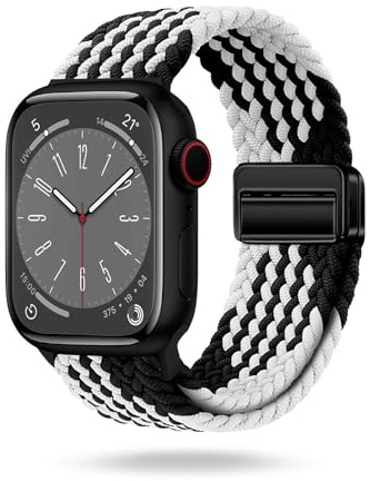 ONEFLOW Casual Loop Kompatibel mit Apple Watch Ultra 1 (49mm) Geflochtenes Armband Elastisch, Textil iWatch Armbänder Damen Herren, Sport Nylon Stoff Band Verschluss Magnetisch, Monochrom