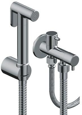 Conjunto Higiénico WC - Grifo Bidet Monomando Empotrado - Ducha Higiénica para Inodoro - Latón Cromado - Flexible Anti-Twist -Soporte y Llave de Escuadra – 3 Años de Garantía Fluvia