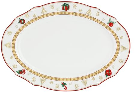 Lot de 6 assiettes de Noël en porcelaine pour 2 personnes - Service de table avec 2 assiettes plates, 2 assiettes à dessert et assiettes creuses - Assiettes plates - Motif de Noël (assiettes de
