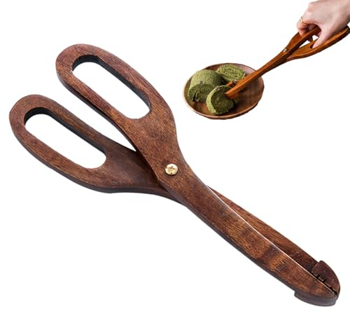 Toaster Tongs - pinces de cuisine en bambou - Clip alimentaire en bois | 25 cm Ustensiles de poignée en bois durable pour viande grillée, pâtisseries et pain grillé | Conception réutilisable pour les