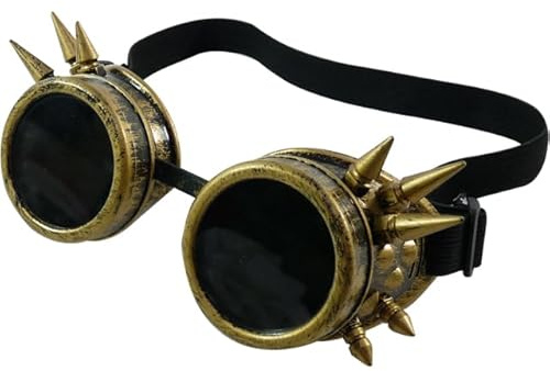 TrendandStylez Steampunk Brille Goggles Retro Fliegerbrille Vintage Cyber Punk Accessoire mit Spikes & Nieten für Kostüm, Festival, Cosplay, Karneval, Halloween, Party, Fasching, Damen & Herren