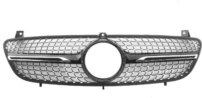 Nieren Grill Kühlergrill Für W639 Für Viano Für Vito 2006 2007 2008 2009 2010 Kühlergrill Stoßstange Racing Diamond Grill Tuning(Black)