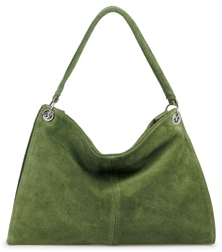 Caspar Elegante Wildleder Handtasche Damen Leder Schultertasche Crossbody Bag Umhängetasche aus hochwertigem Veloursleder - PREMIUM LINE - Modell No.838 - Made in Italy