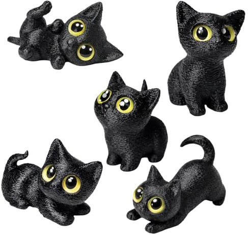 BAGUBDR 5pcs Cat Ornaments, Cat Ornament, Black Cat Ornament, Suitable for Home Decoration, Desktop Display, Cat Enthusiasts and Hobbyist Collections