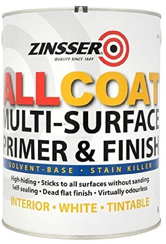 Zinsser AllCoat (Solvent-Based) 4-in-1 Primer, Sealer, Stain Blocker and Finish White (10 litres)