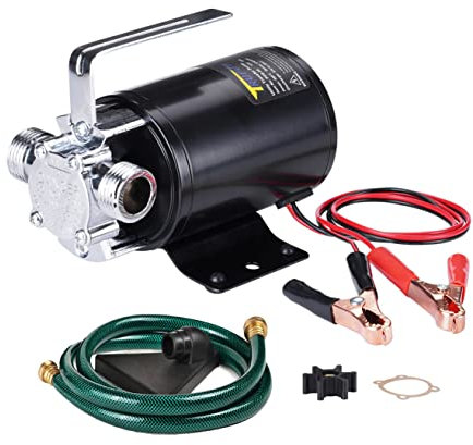 Trupow DC 12-Volt 1/10HP 330GPH Battery Powered Mini Portable Electric Utility Sump Transfer Water Pump with Water Hose Kit