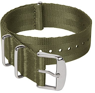 Archer Watch Straps - NATO Uhrenarmbänder aus Nylon-Sitzgurtmaterial (Olivgrün/Edelstahl Hardware, 18mm)