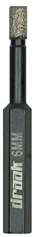 Draak Dry Diamond Drill Bit 6mm Wax Filled for The Toughest Materials Including Marble, Granite, Porcelain, Ceramic & Glass Tiles Vacuum Brazed Porcelain 5