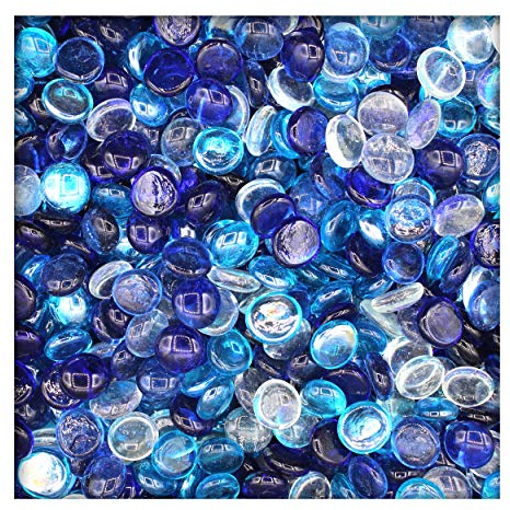 Kieskönig 1 kg Glasnuggets Glassteine Muggelsteine Mosaiksteine Tischdeko 17-19 mm Blaumix