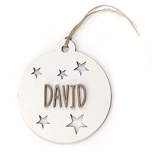 Bola de Navidad con Nombre. Adornos Navidad Personalizados. Decoracion Navidad arbol. 100% Madera Gestión Sostenible. Letras Madera. Descuentos por cantidad. 3 Bolas de Navidad con Nombre