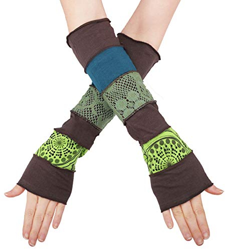 PUREWONDER Damen Armstulpen Handstulpen Design Nr. 11 Farbe Braun