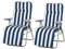 Outsunny 2 Tumbonas Plegables de Jardín Sillas de Gravedad Cero de Acero con Cojín Acolchado Respaldo Ajustable en 5 Posiciones y Reposapiés 60x75x50-102 cm Rayas Azul