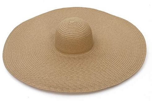 GEMVIE Chapeau de Paille Femme Capeline Bord Large Chapeau de Soleil Anti-UV Chapeau pour Été Plage Voyage (Brun Clair)