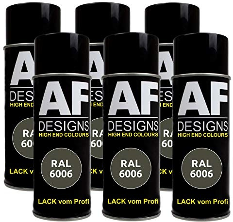 Alex Flittner Designs 6X Ral Spray Peinture Vernis Voiture Laque Teintée Pulvérisation RAL6006 Diluant Brillant