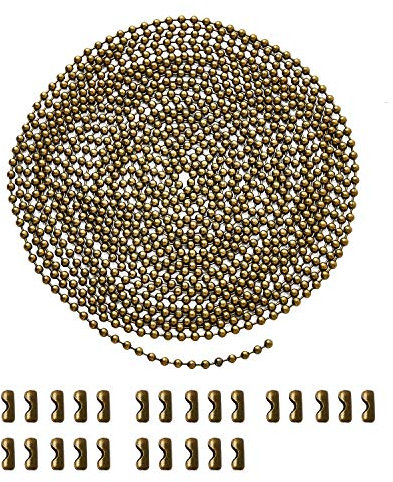 YeeBeny 192 Inch Fan Pull Chain Extension with 25 PCS Connectors, Metal Ceiling Fan Chain Connector, Stainless Steel Bead Chain(3.2mm Diameter, Bronze)