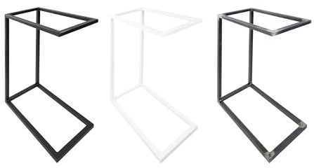Natural Goods Berlin 1x Beistelltisch C-Form | Laptoptisch aus Metall und Holz | Couchtisch Sofa Kaffeetisch Sessel | praktische Ablage | Nachttisch Unterschieben (ohne Tischplatte, Weiß)