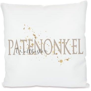 Manufaktur Liebevoll I Kissen „Weltbester Patenonkel I Geschenkidee zum Geburtstag, zu Weihnachten, Geschenk als Dankeschön vom Patenkind u.v.m.