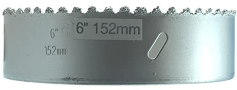 6 in Carbide Hole Saw for Recessed Lights Brick and Masonry Cuts Through Hardie Board Cement Plank Siding Cut Holes for Exhaust Fans Plumbing Vents and Ducting Need Arbor with Pins