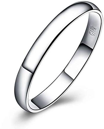 Beydodo Verlobungsring Weißgold 750, Eheringe Hochglanzpoliert Rund Hochzeit Ring en Gr. 66 (21.0)
