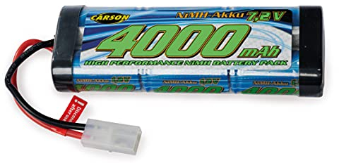 Carson 500608225-7.2 V/4000 mAh NiMH Race Battery TAM, Rechargeable, with Tamiya Plug, Battery Pack for RC Car, Replacement Battery Remote Controlled Vehicle, Model Making, Multicoloured