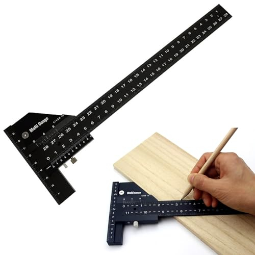 Telituny Holzbearbeitungslineal, 28cm/11 Zoll Multi-Gleittiefenmesser Aluminiumlegierung T-Quadrat-Lineal Holzbearbeitung Anreißwerkzeug Messwerkzeuge für die Werkstatt, Heimwerker, Werkzeugkasten