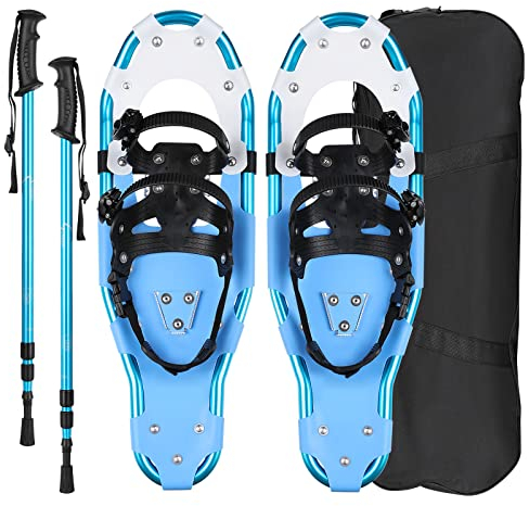 Racchette Neve Ciaspole per Neve 3 in 1, 2 Bastoncini da Trekking e Borsa da Trasporto, Doppi Attacchi a Cricchetto Antiscivolo Regolabile, Attrezzatura da Montagna Camminatare Sulla Neve, Unisex
