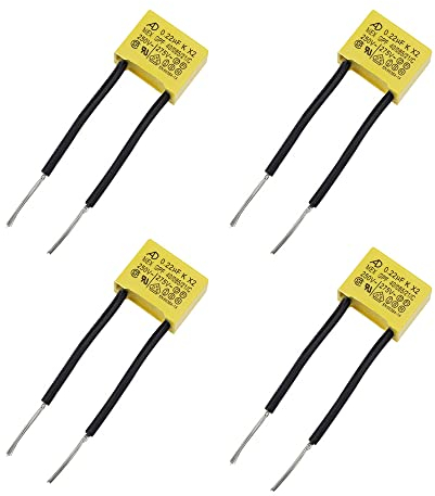 BlueXP 4 Stück LED Entstörer Kondensator bei Blinkenden Sicherheits kondensatoren nicht ausgehenden LED Lampen Entstörkondensator 0,22µF 275V X2 Radial